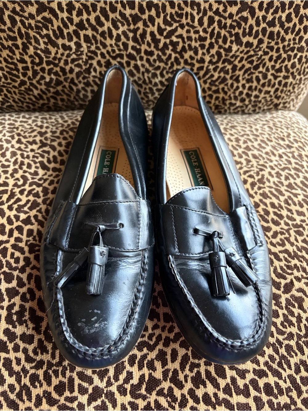 Cole Haan Men’s Black Leather Tassel Slip-On Loafers